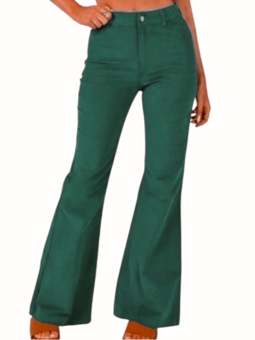 NWT Princess Polly Dark Green Nadia Corduroy Pants Flare Leg High Waist Rise 6
